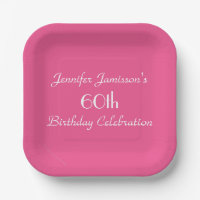 Hot Pink 60th Birthday Party Name Square