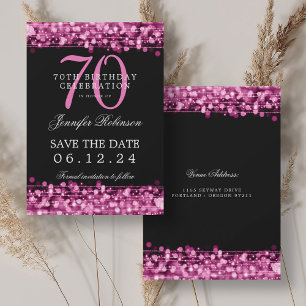 Hot Pink 70th Birthday Save the Date  Invitation