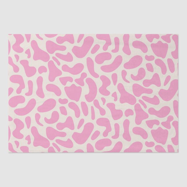 Hot Pink Abstract Cow Print Pattern  Tissue Paper (Front)