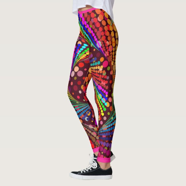 Hot Pink Abstract Multi-Colour Leggings (Left)