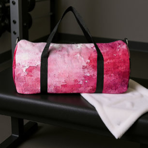 Hot Pink Abstract Watercolor Duffle Bag