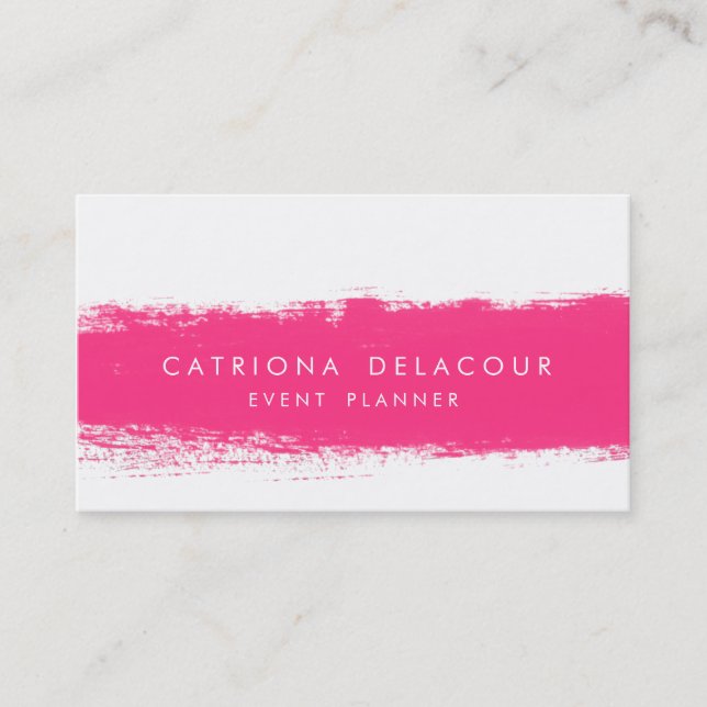 Hot Pink Abstract Watercolor Splash Business Card (Front)