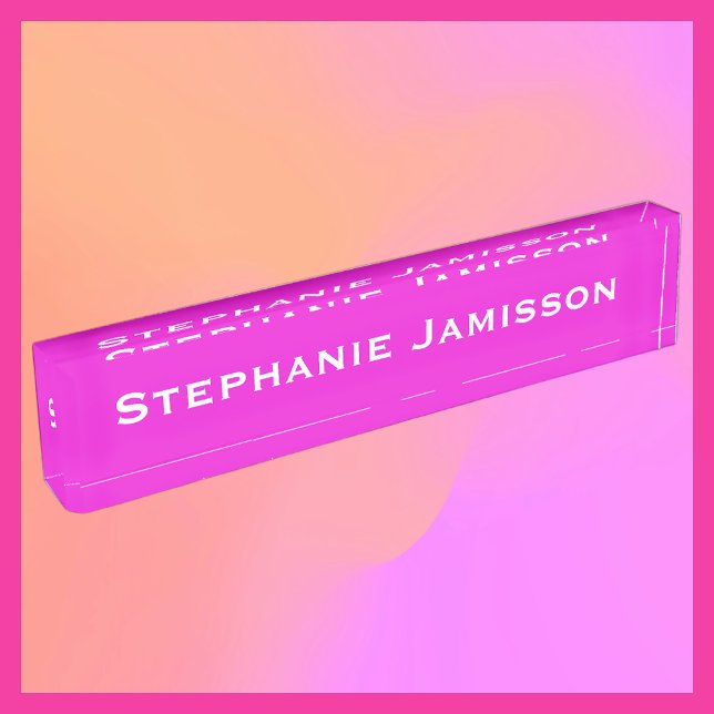 Hot Pink Acrylic Personalised Name Nameplate (Creator Uploaded)