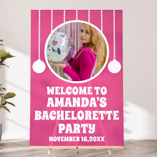 Hot Pink Acrylic Photo Bachelorette Welcome Sign
