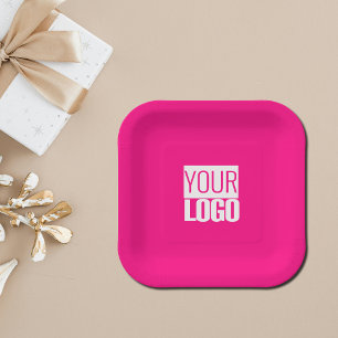 Hot Pink - add bold logo Paper Plate