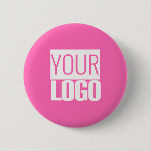 hot pink - add your logo 6 cm round badge