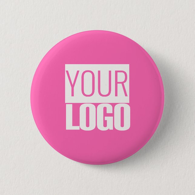  hot pink - add your  logo  6 cm round badge (Front)