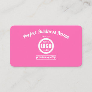 Hot Pink Add Your Logo Custom Girly Simple Elegant Business Card