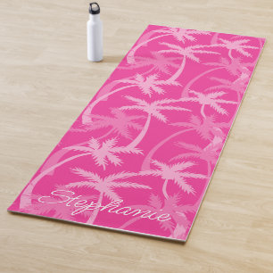 Hot Pink Add Your Name Palm Trees Yoga Mat