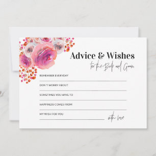Hot Pink Advice & Wishes for Bride and Groom Card