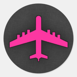Hot Pink Aeroplane Classic Round Sticker