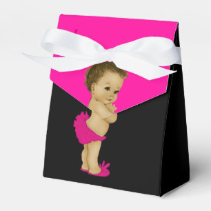 Hot Pink African American Baby Girl Shower Favour Box