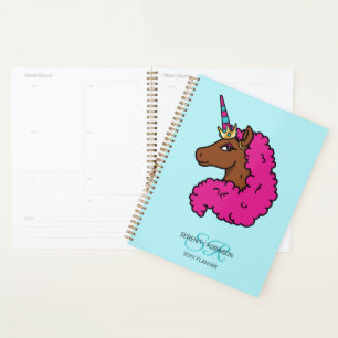 Hot Pink Afro Unicorn Planner