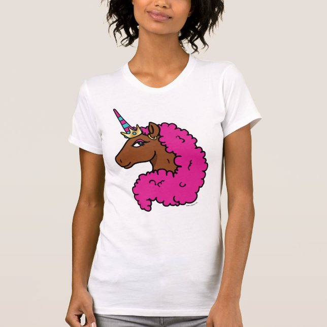 Hot Pink Afro Unicorn T-Shirt (Front)