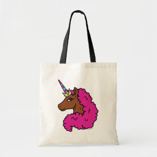 Hot Pink Afro Unicorn Tote Bag
