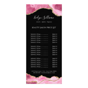 hot pink agate on black price list rack card