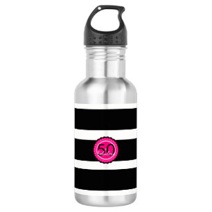 Hot Pink and Black 50 & Fabulous Birthday Gift 532 Ml Water Bottle