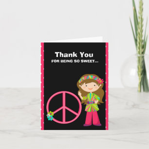 Hot Pink and Black and White Zebra Thank You Card