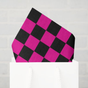 Hot Pink and Black Chequered Print Tissue Paper