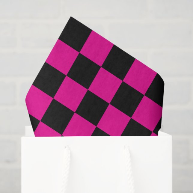 Hot Pink and Black  Chequered Print  Tissue Paper (Gift Bag)