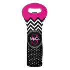 Hot Pink and Black Chevron Add Your Monogram