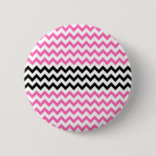 Hot Pink And Black Chevron by Shirley Taylor 6 Cm Round Badge