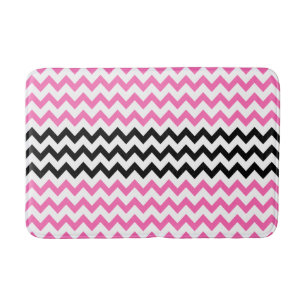Hot Pink and Black Chevron by Shirley Taylor Bath Mat