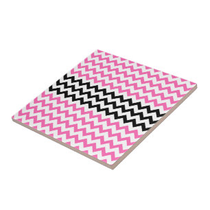 Hot Pink and Black Chevron by Shirley Taylor Ceramic Tile