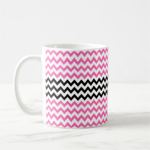 Hot Pink and Black Chevron by Shirley Taylor Coffee Mug
