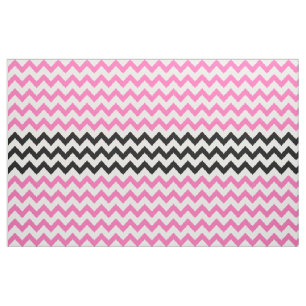 Hot Pink and Black Chevron by Shirley Taylor Fabric