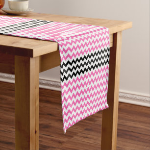 Hot Pink and Black Chevron by Shirley Taylor Short Table Runner