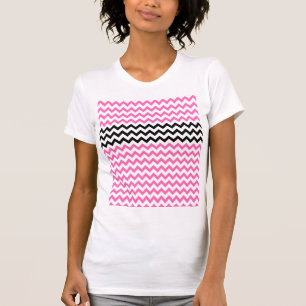 Hot Pink And Black Chevron by Shirley Taylor T-Shirt