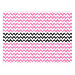 Hot Pink and Black Chevron by Shirley Taylor Tablecloth