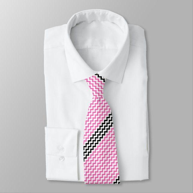 Hot Pink And Black Chevron by Shirley Taylor Tie (Tied)