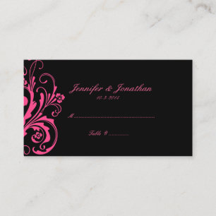 Hot Pink and Black Chic Seating Card