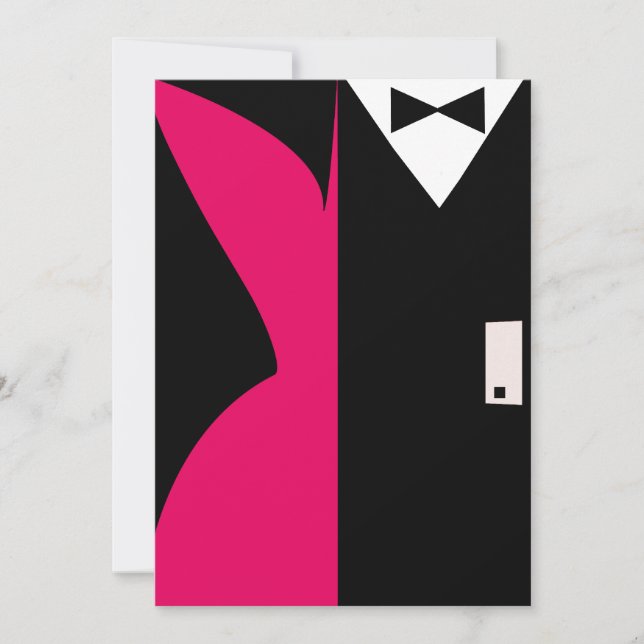 Hot Pink and Black Cocktail Dress Dinner Party Invitation (Front)