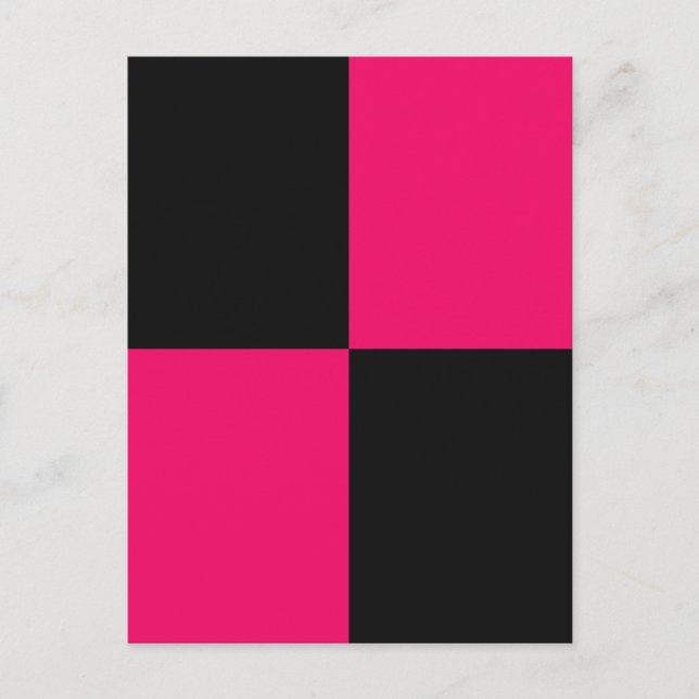 Hot Pink and Black Color Blocks  Postcard (Front)