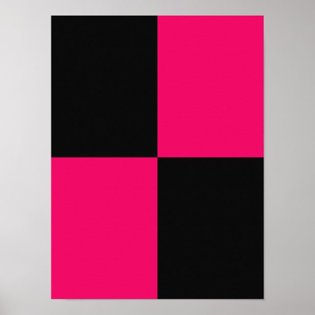 Hot Pink and Black Color Blocks  Poster (Front)