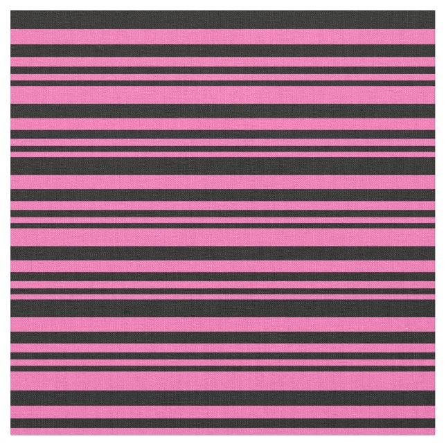 Hot Pink and Black Coloured Pattern of Stripes Fabric (Close Up)