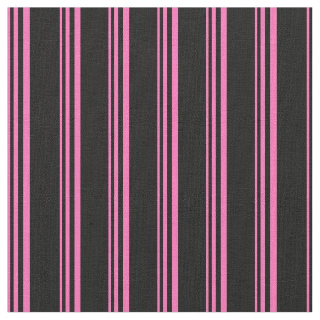 Hot Pink and Black Coloured Stripes Pattern Fabric (Close Up)