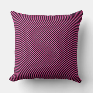 Hot Pink and Black Diagonal Striped Cushion