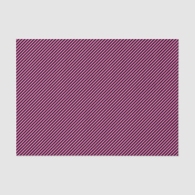 Hot Pink and Black Diagonal Striped Tissue Paper (Front)