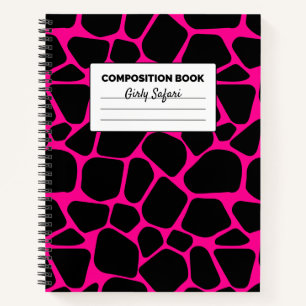 Hot Pink and Black Giraffe Composition Notebook