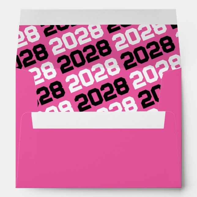 Hot Pink and Black Graduation Envelopes (Back (Bottom))