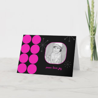 Hot Pink and Black Holiday Photo Card
