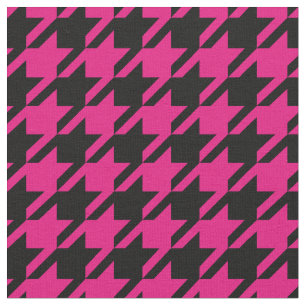 Hot Pink and Black Houndstooth Fabric