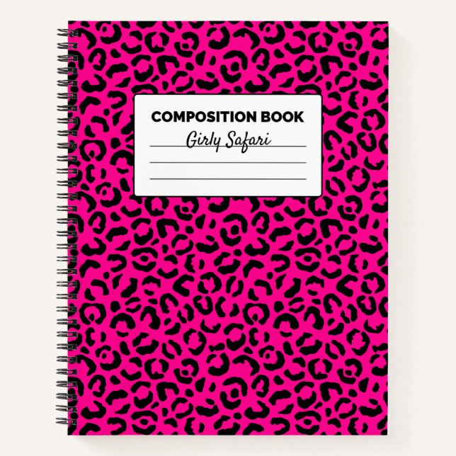 Hot Pink and Black Leopard Notebook (Front)