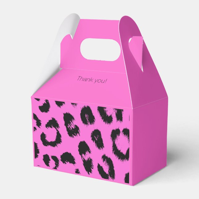 Hot Pink and Black Leopard Print Favour Box (Front Side)