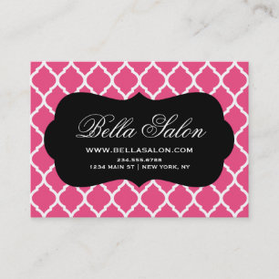 Hot Pink and Black Modern Moroccan Lattice Business Card