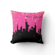 Hot Pink and Black New York Skyline